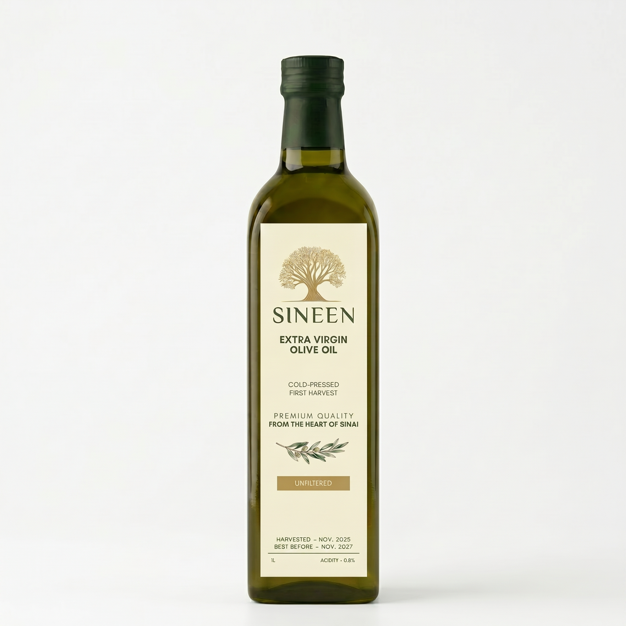 Organic Extra Virgin Olive Oil – 1L (Dark Glass Bottle)